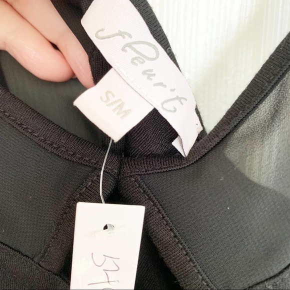 Fleur't Black Sheer V Inset Chemise NWT - Picture 3 of 5